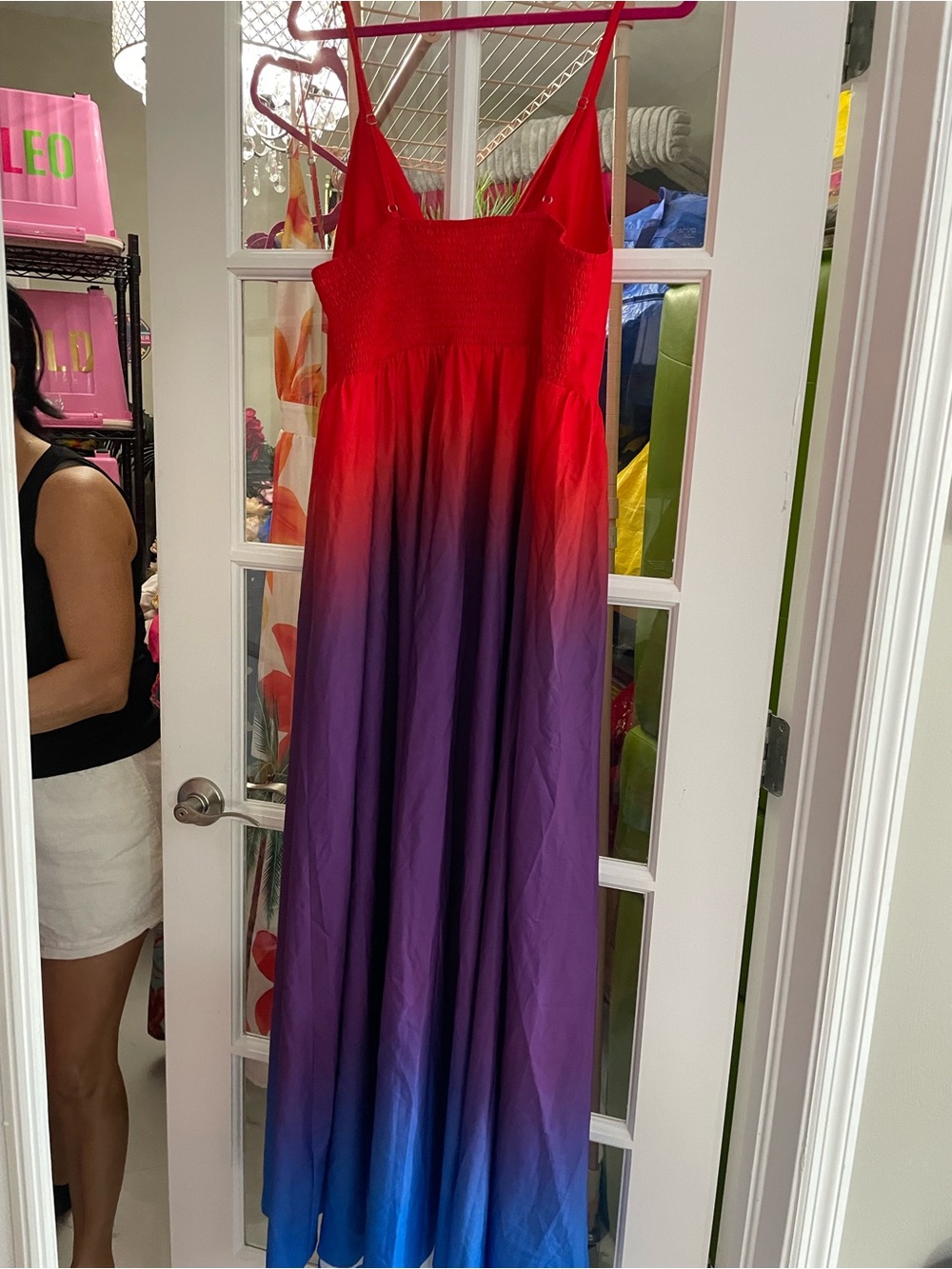 5 Dresses-Red to Purple Ombre Maxi Dress w/ Spaghetti Straps, & 4 mini dresses